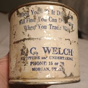 Antique 1920s Flour Sifter Advertising A.C. Welch Furniture And Undertaking